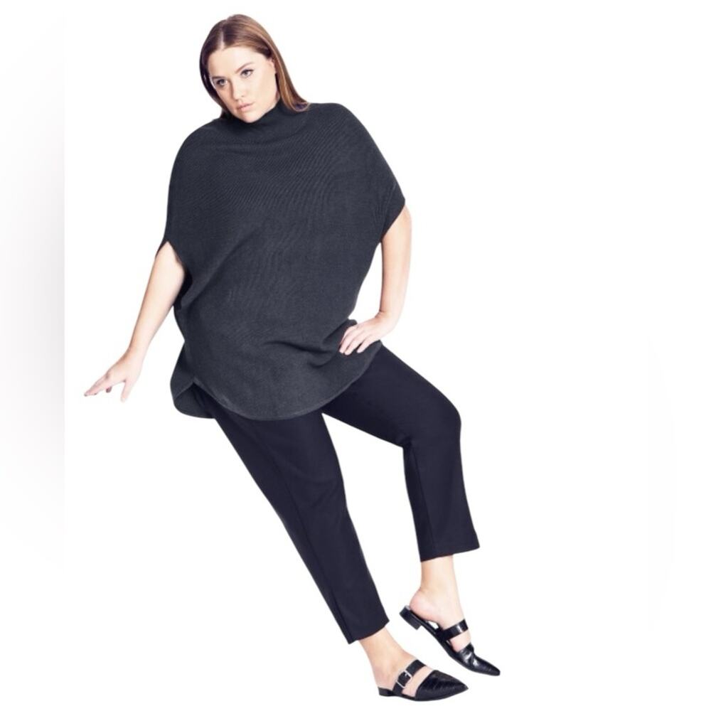 City chic Nordstrom Sound Check charcoal marle plus size boho cape poncho 14 1X